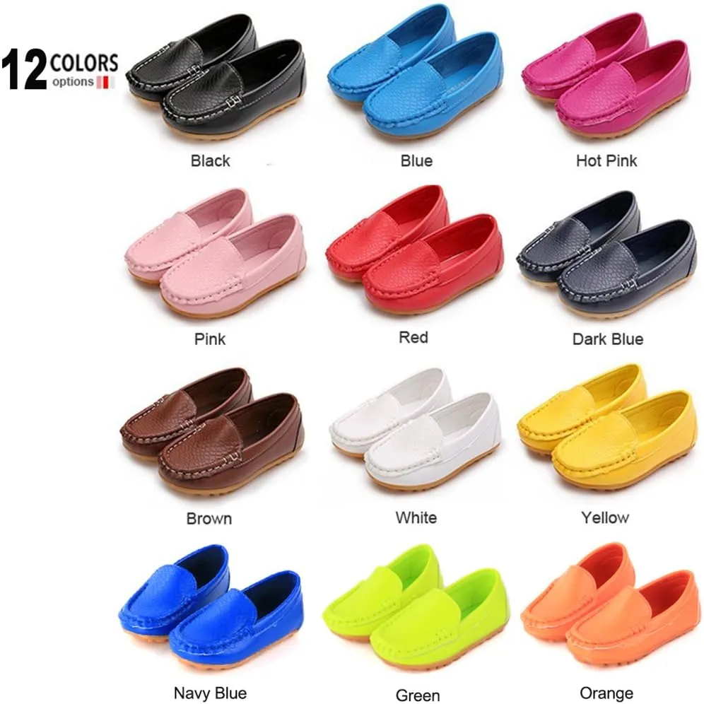 LONSOEN Toddler Little Kid Boys Girls Soft Slip On Loafers Dress Flat Shoes
