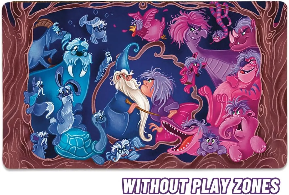 Lorcana TCG Playmat Merlin & Madam Mim Paint 24" x 14" Non-Slip with Mat Bag & Stitched Edge, Without Play Zone