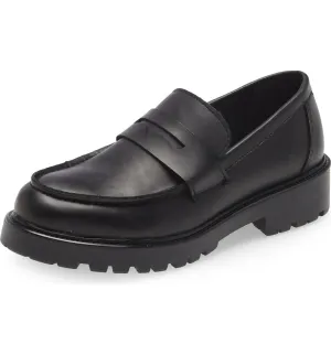 Lug Lotto Steve Chunky Chic Retro Low Penny Loafer Heel Madden Sole Economical shipping Leather Black