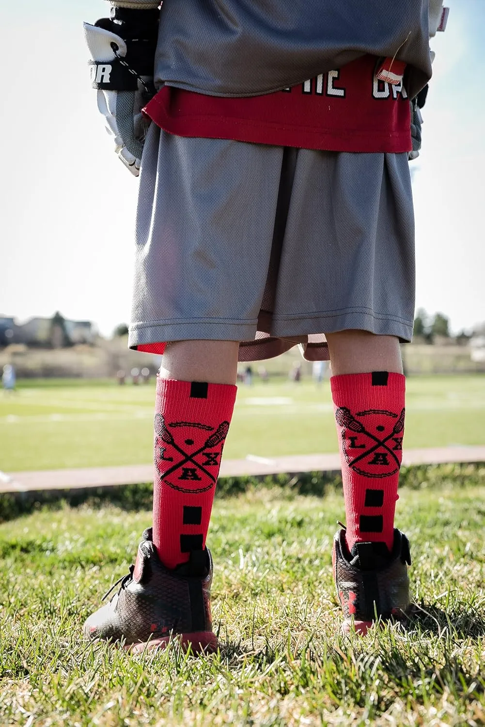 MadSportsStuff LAX Lacrosse Crew Socks with Lacrosse Sticks for Boys Girls Men Women Youth Adult