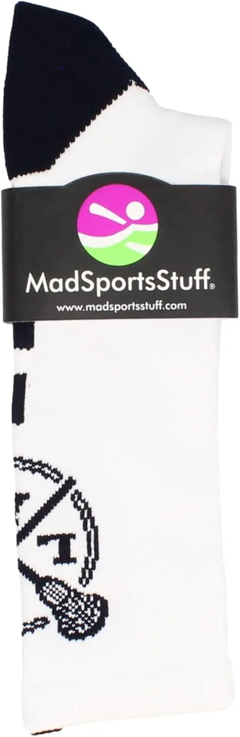 MadSportsStuff LAX Lacrosse Crew Socks with Lacrosse Sticks for Boys Girls Men Women Youth Adult