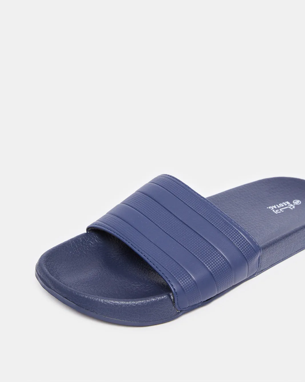Men Navy Striped Slide