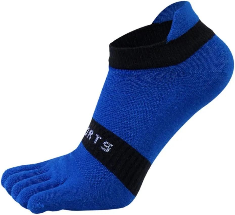 Men Toe Socks No Show Low Cut Athletic Wicking Cotton 5 Finger Split Toe 6 Pack