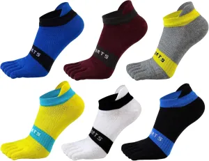 Men Toe Socks No Show Low Cut Athletic Wicking Cotton 5 Finger Split Toe 6 Pack