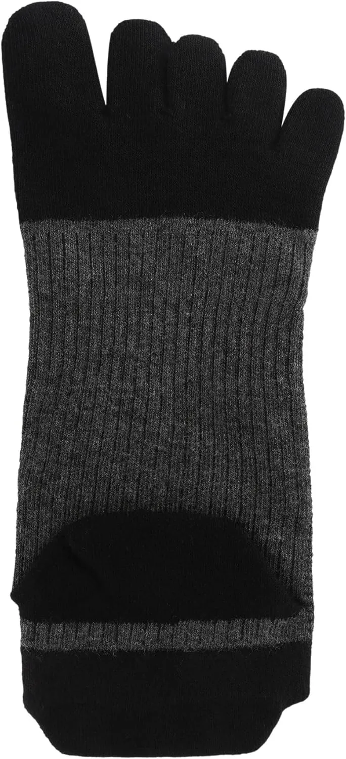 Men Toe Socks No Show Low Cut Athletic Wicking Cotton 5 Finger Split Toe 6 Pack