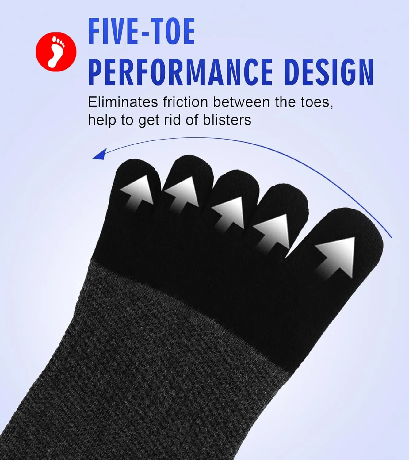 Men Toe Socks No Show Low Cut Athletic Wicking Cotton 5 Finger Split Toe 6 Pack