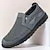 Men's Breathable PU Leather Slip-On Loafers - Comfortable & Slip-Resistant in Black/Gray