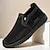 Men's Breathable PU Leather Slip-On Loafers - Comfortable & Slip-Resistant in Black/Gray