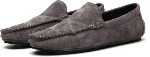 Men's Classic Moccasin Soft Comfort Suede Loafers British Minimalist Flat Driving Slip On Shoes Gray 7 Men US 9.65''Heel to Toe