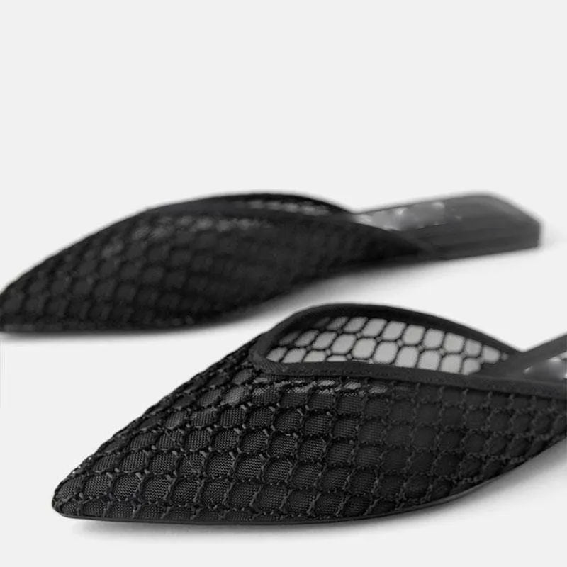Mesh Flat Slip On Sandals