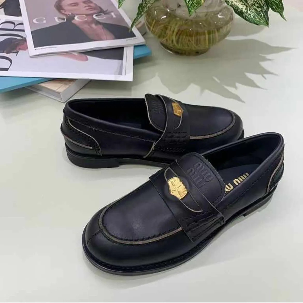 Miu Miu Black Penny Loafer Women
