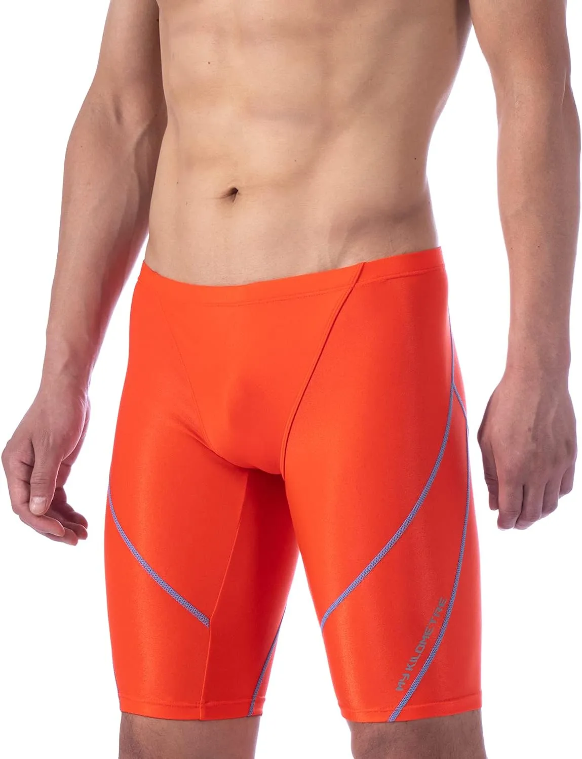 MY KILOMETRE Men's Swimsuit Jammer Solid Swim Jammers Endurance Long Racing Training Swimsuit