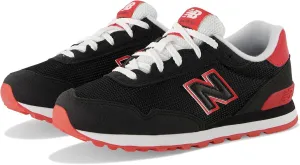 New Balance 515 V1 Lace-Up Sneaker, Black/True Red, 1.5 US Unisex Little Kid