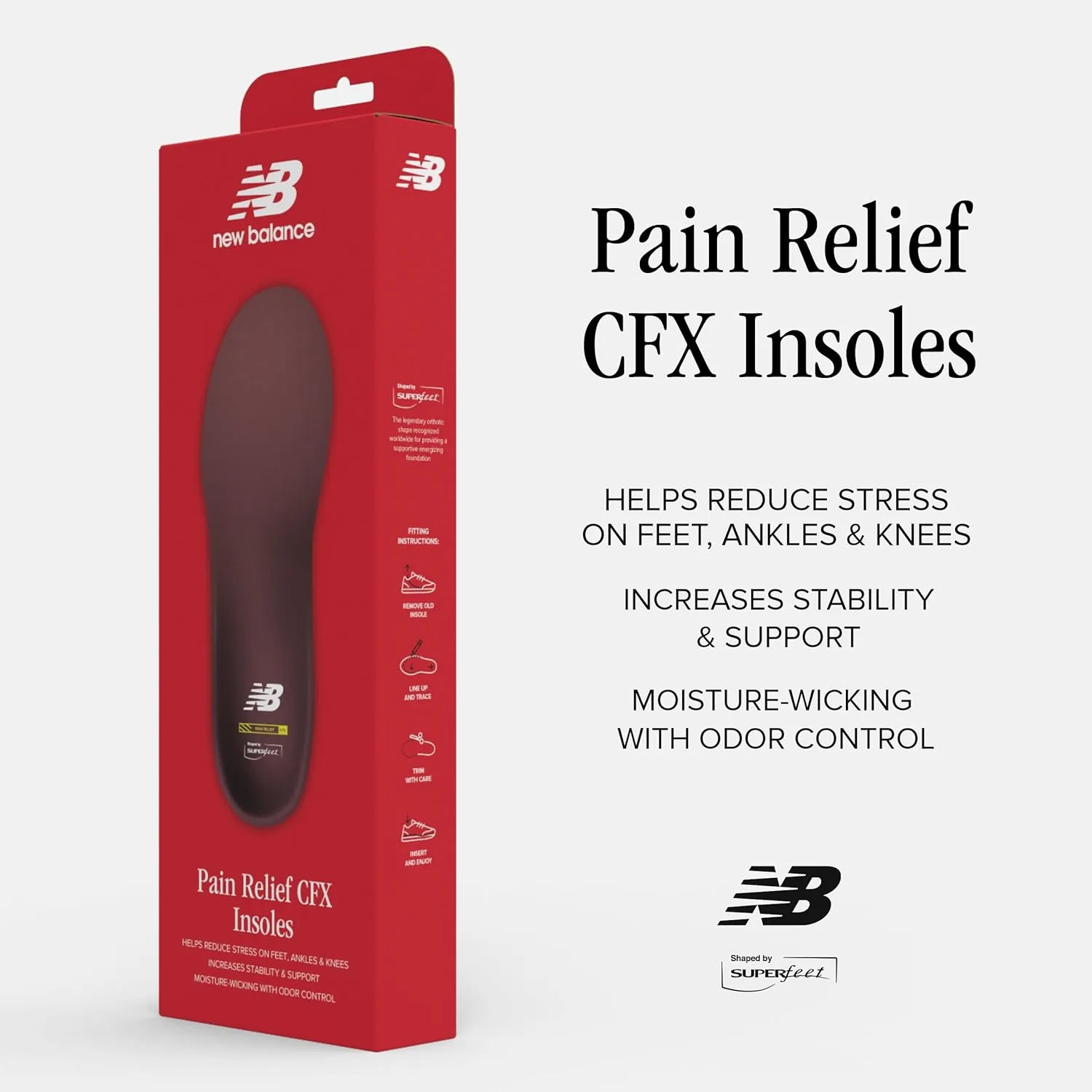 New Balance Pain Relief CFX Shoe Insert - Arch Support for Runners - Therapeutic Cushioning - Unisex - 7.5-9 Men / 8.5-10 Women