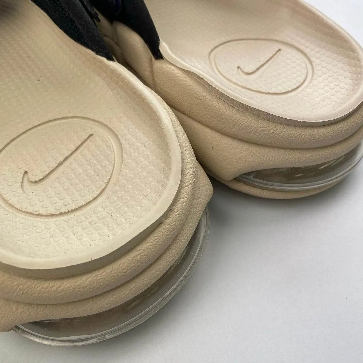 Nike Air More Uptempo Slide Black Sanddrift Iridescent