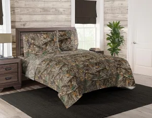 Northwest Realtree 4-Piece Queen Sheet Set, 1 Fitted Sheet, 1 Flat Sheet, 2 Pillowcases, Camo Bedding, Cabin Sheets, Realtree Edge