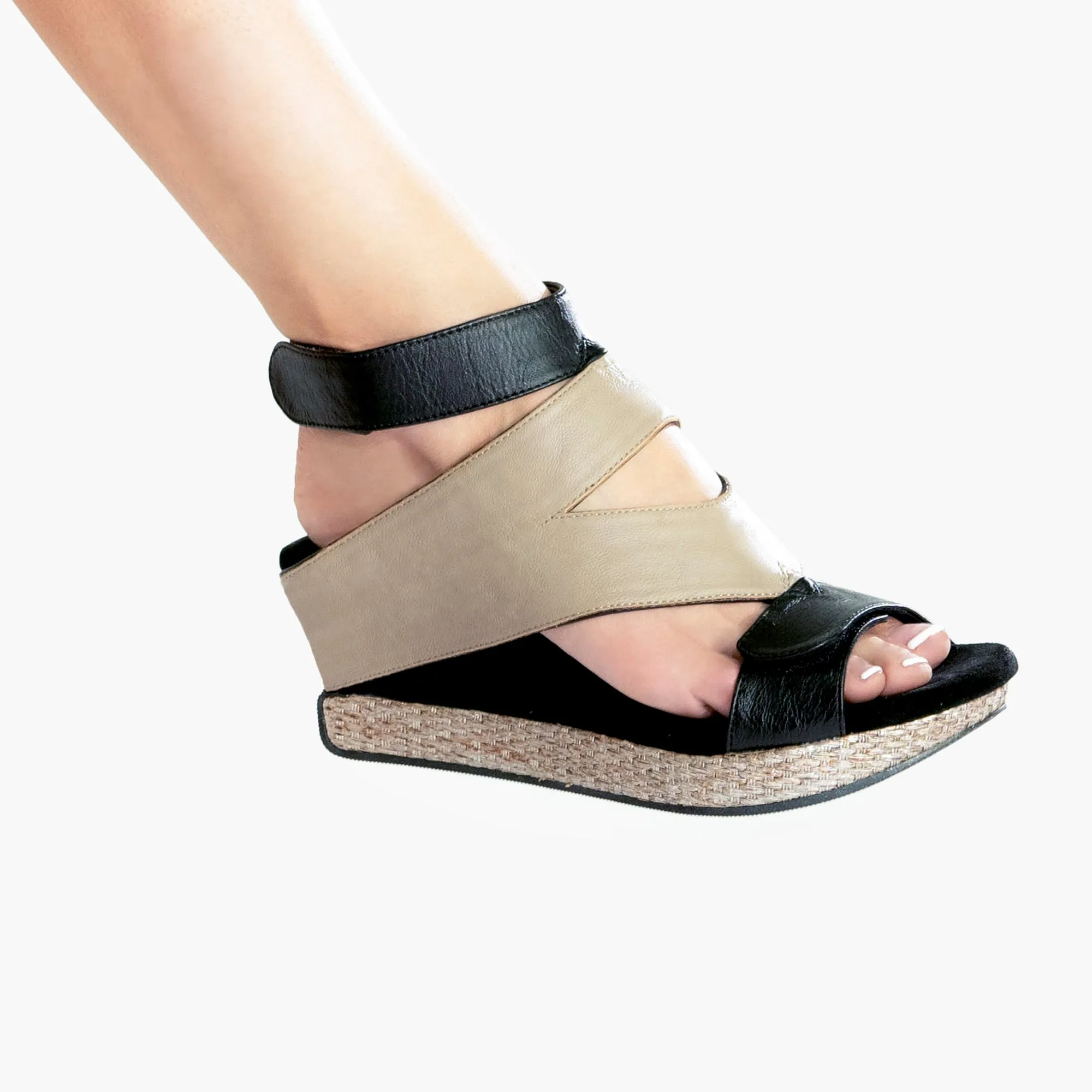 Olivia 2 - Taupe flips to Black - 4 Way Sandal