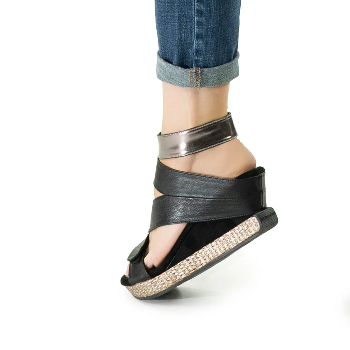Olivia 2 - Taupe flips to Black - 4 Way Sandal