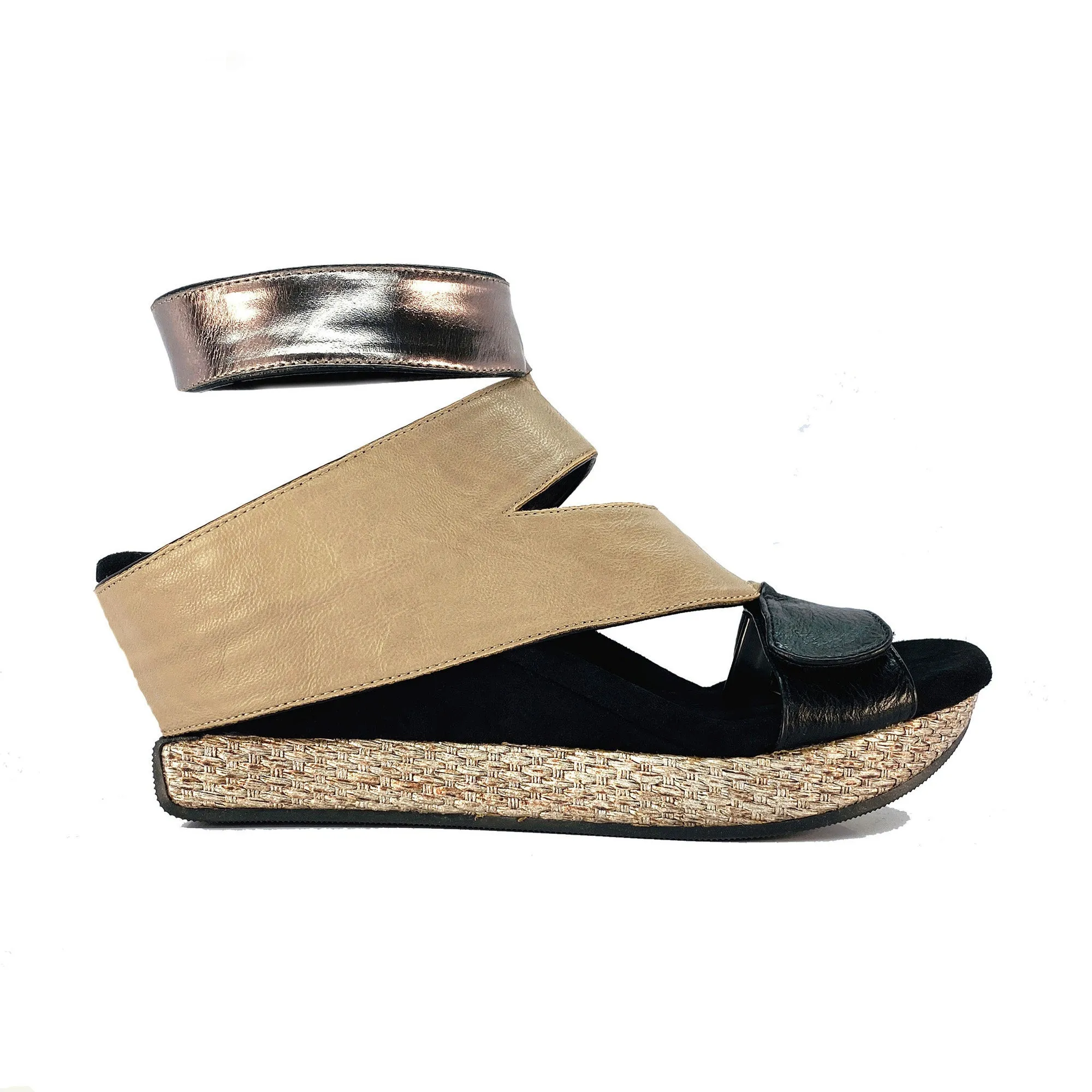 Olivia 2 - Taupe flips to Black - 4 Way Sandal