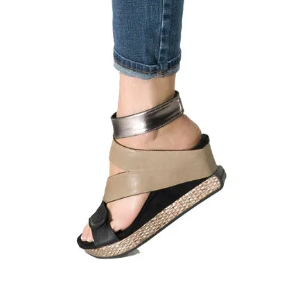 Olivia 2 - Taupe flips to Black - 4 Way Sandal