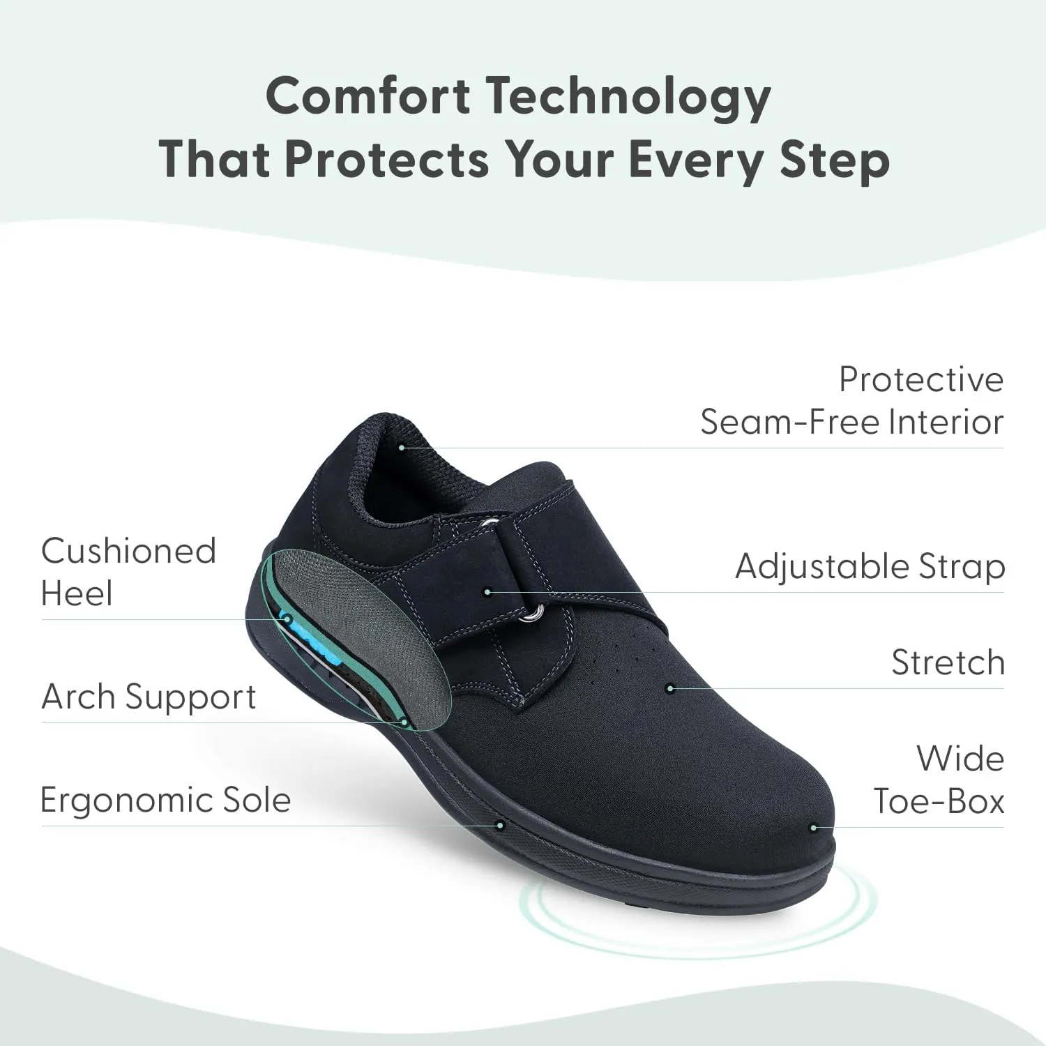Orthofeet Men's Orthopedic Stretchable Bismarck Casual Shoes