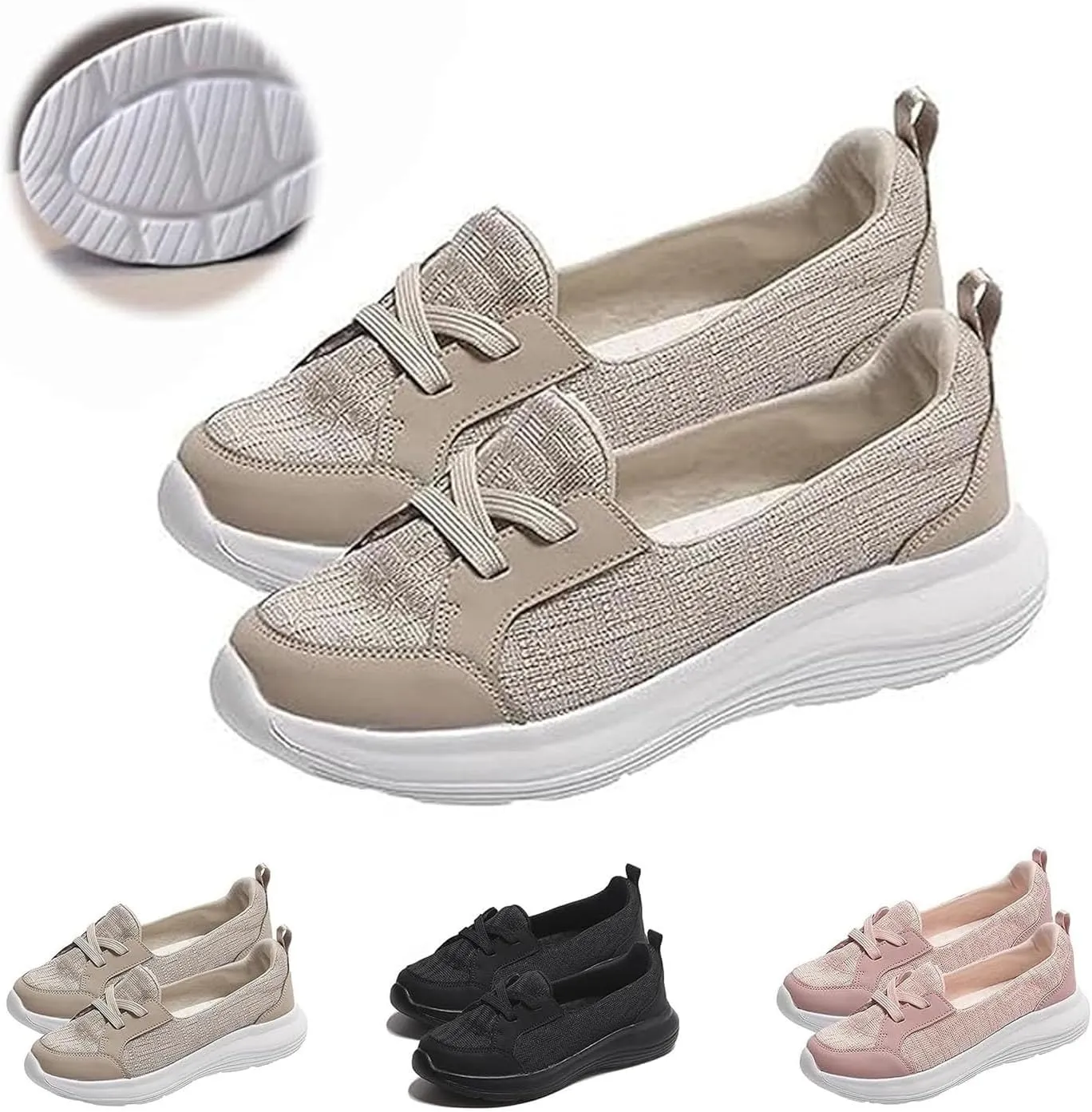 Orthopedic Women’s Breathable Slip On Arch Support Non-Slip Shoes Casual Walking Shoes Women Soft Sole Low Top Shoes