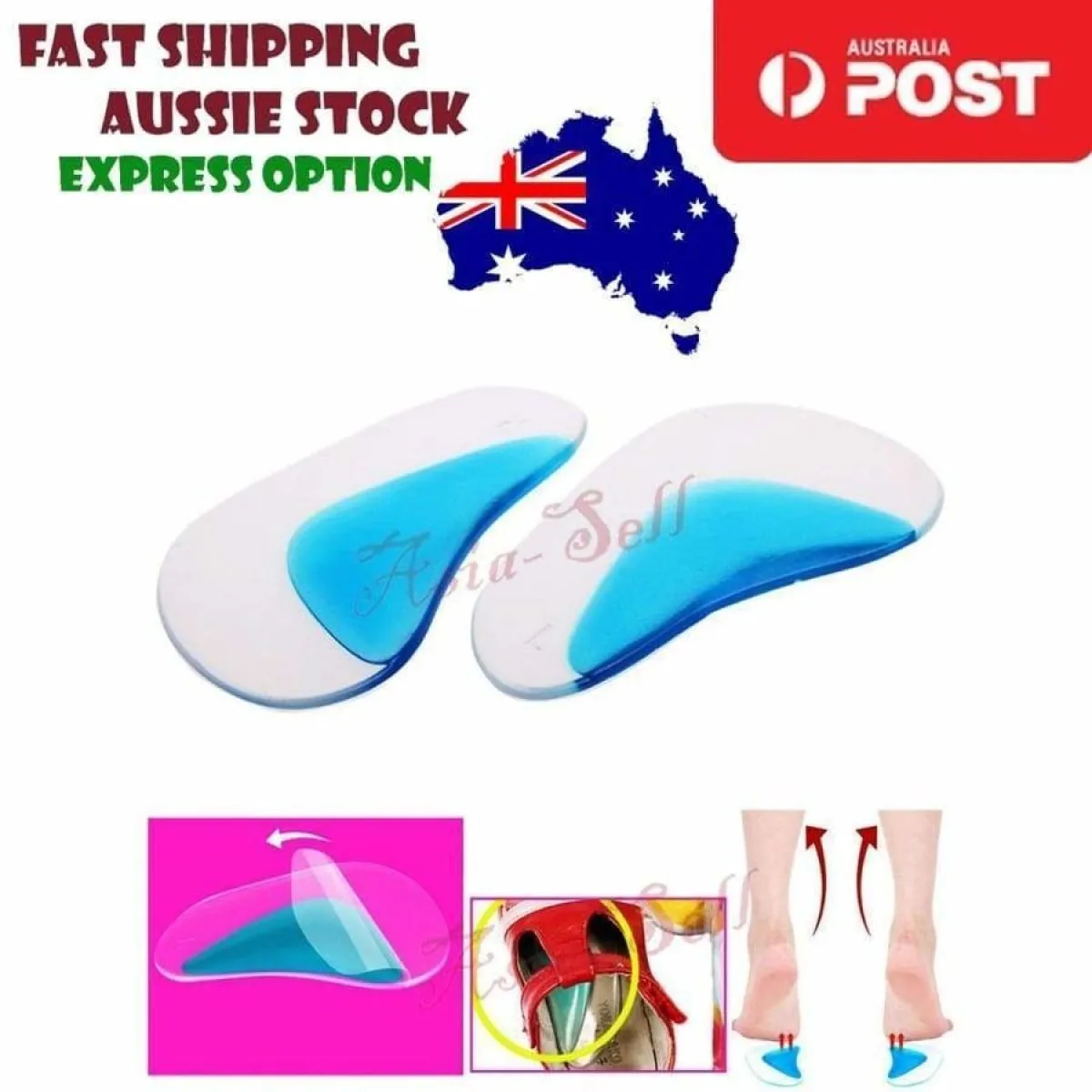 Orthotic Arch Supports Insoles Flat Foot Gel Flatfoot Corrector Shoe Silicone Insert