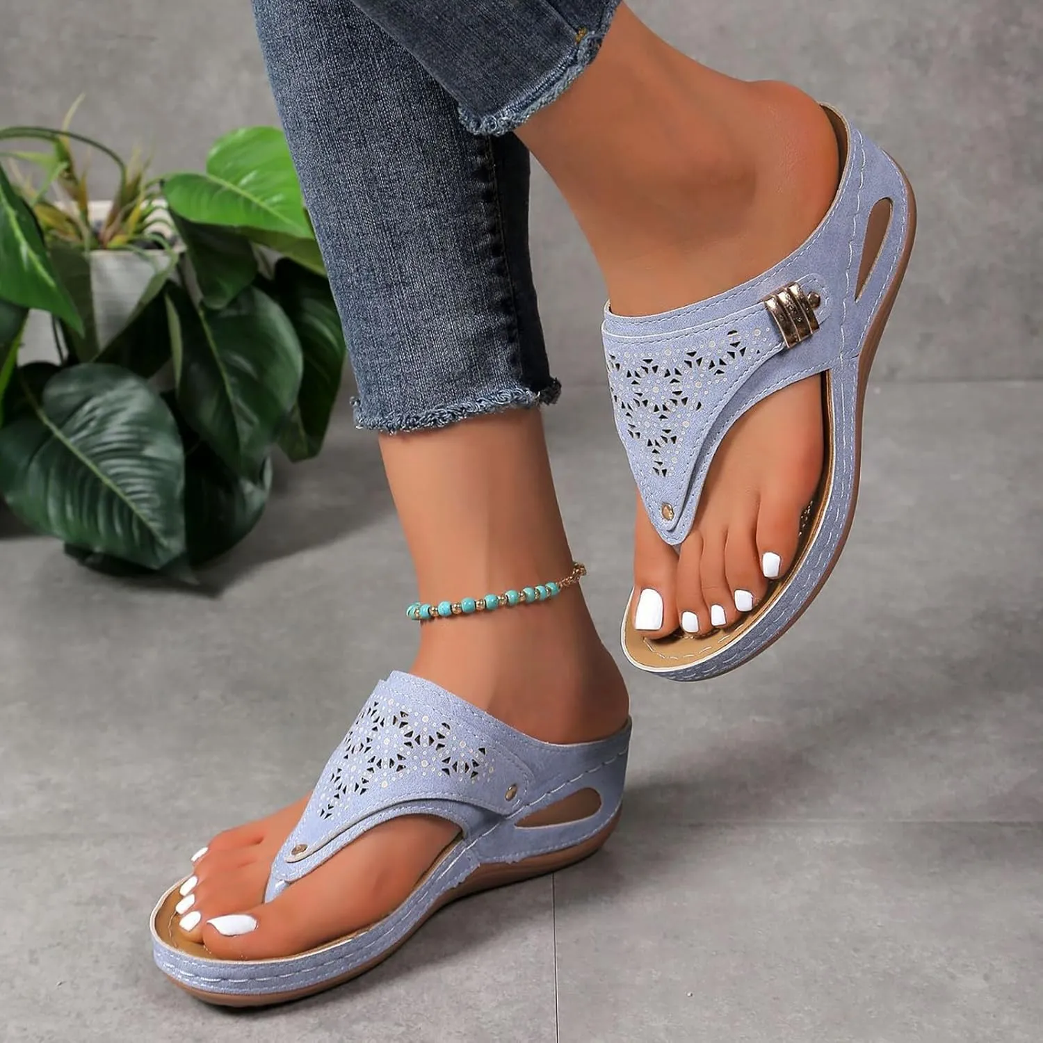 Orthotic Sandals for Women 2025 Slippers Orthopedic Womens Fashion Orthotic Flip Flops Yoga Mat Slides Comfort Plantar Fasciitis Arch Support Slip on Flat Sandals Ladies Soft Cushion