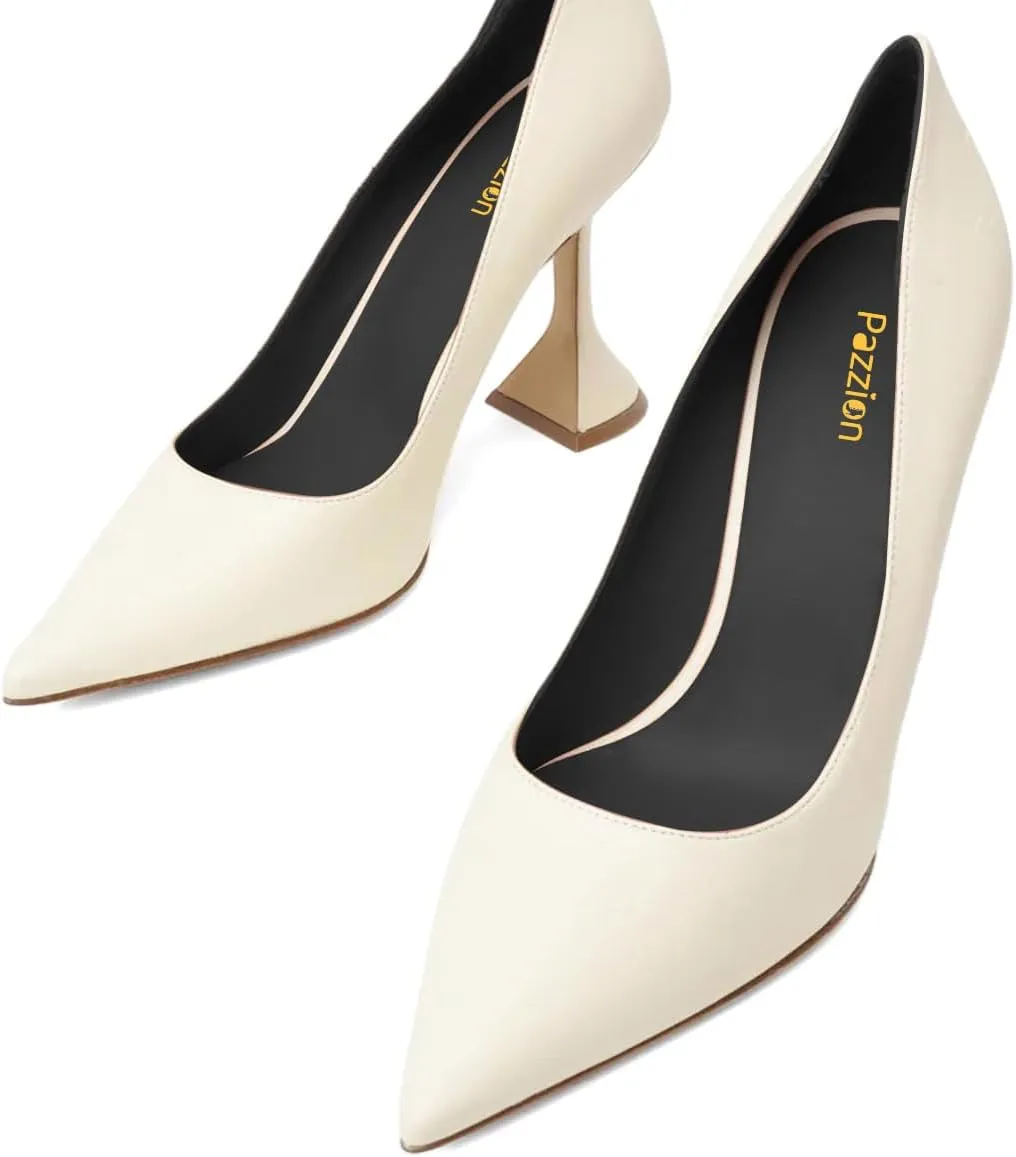 Pazzion Women Fashion Closed Pointed Toe Pumps High Heels Slip On Solid Color Shoes for Casual Walking Dating Outfit Size 4-16 US