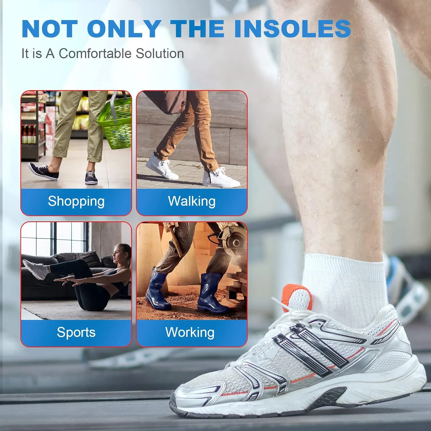 Plantar Fasciitis Pain Relief Feet Insoles Orthotics Arch Support Insoles with Motion Control Shoe Inserts Work Boot Flat Feet Comfortable for Men and Women Improve Balance, S