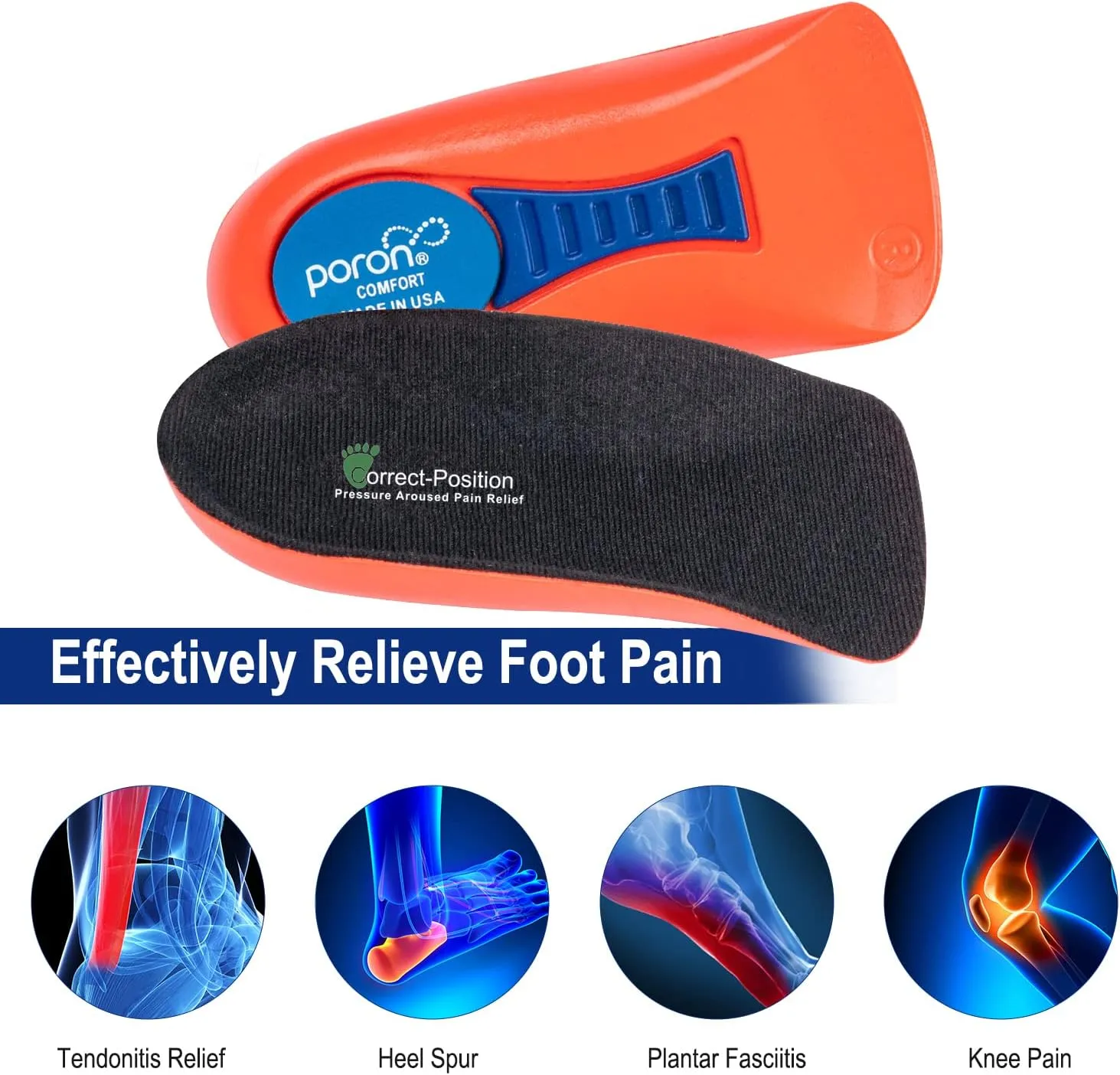 Plantar Fasciitis Relief Arch Support Shoe Inserts for Women and Men, Heel Cup for Heel Pain Relief, Achilles Tendonitis Relief and Max Anti-Shock, Heel Pads for Heel Spur Relief and Heel Lift