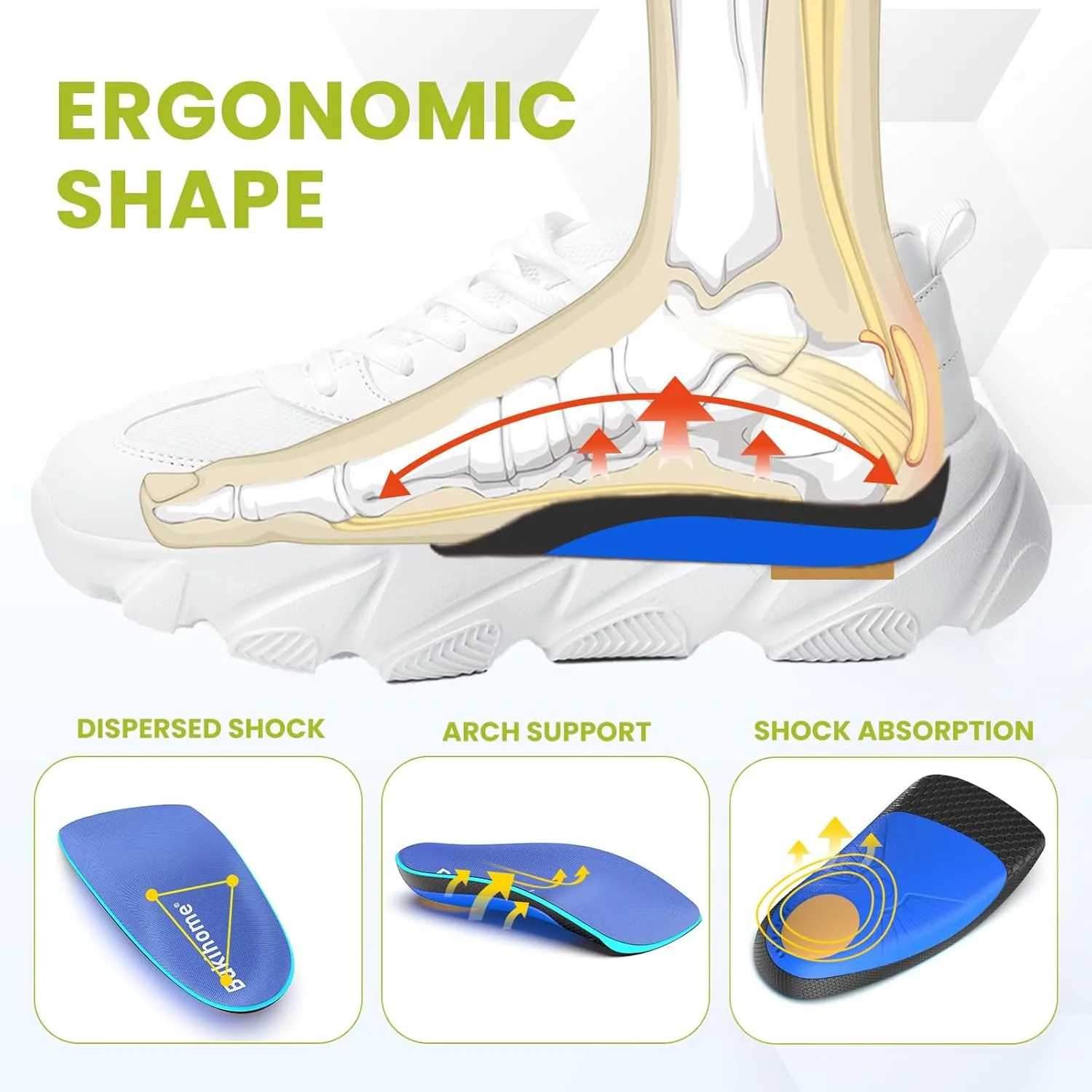 Plantar Fasciitis Relief Heel Inserts - Bukihome Heel Cushion Inserts Gel Heel Shock Absorbing Insoles for Heel Spur, Achilles Tendon, Foot Care Heel Cups Arch Support Inserts for Shoes-Small