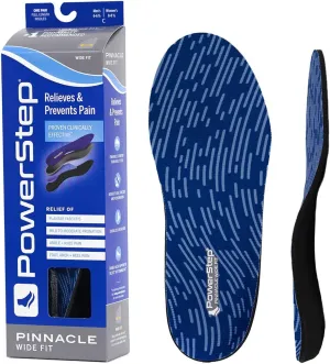 PowerStep Insoles, Pinnacle Wide, Wide Feet Arch Support Insole, Extra Wide Arch Support Orthotic for Women and Men,
