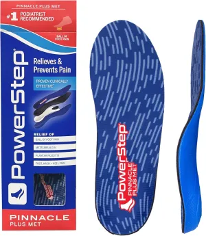 PowerStep Pinnacle Plus Ball of Foot Pain Relief Orthotics - Shoe Inserts for Metatarsalgia, Arch Support & Morton's Neuroma Pain Relief - Made in USA Insoles with Metatarsal Pad (M 14-15)