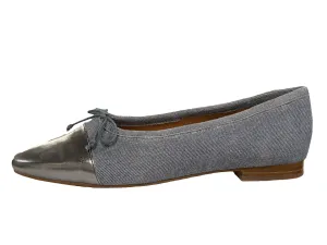 Ralph Migel  Denim Ballet Flat With Pewter Cap Toe Shira