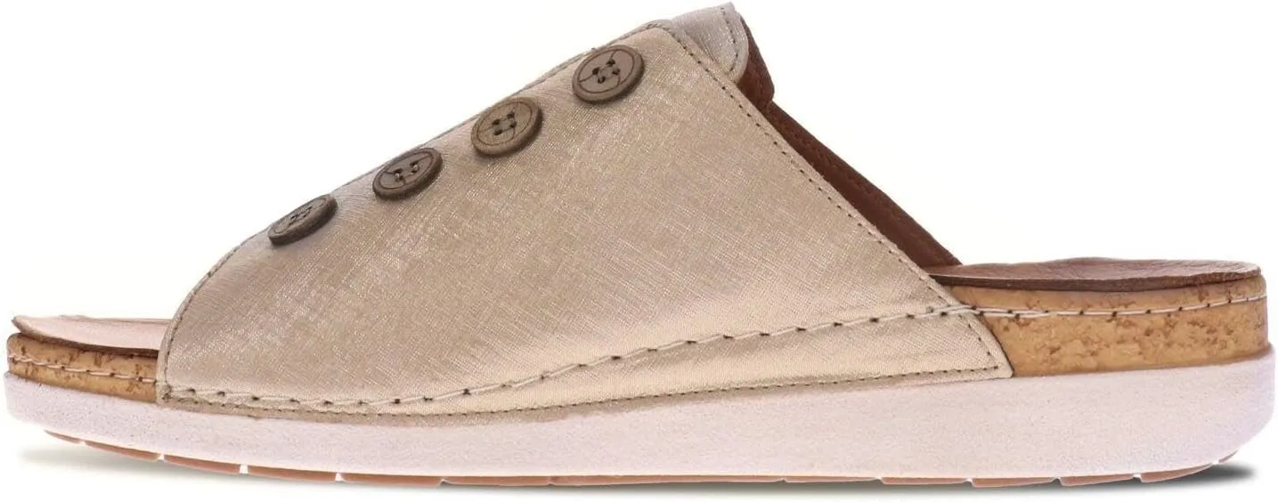 Revere Antalya Women's Slide Sandal - Premium Leather - Adjustable Elastic Detail - Arch Support - Removable Footbed