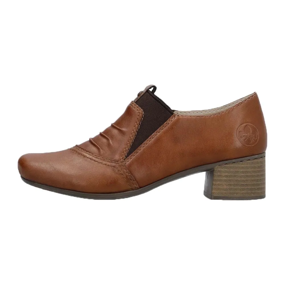 Rieker Womens 41657-25 Brown Leather Slip On Shoes