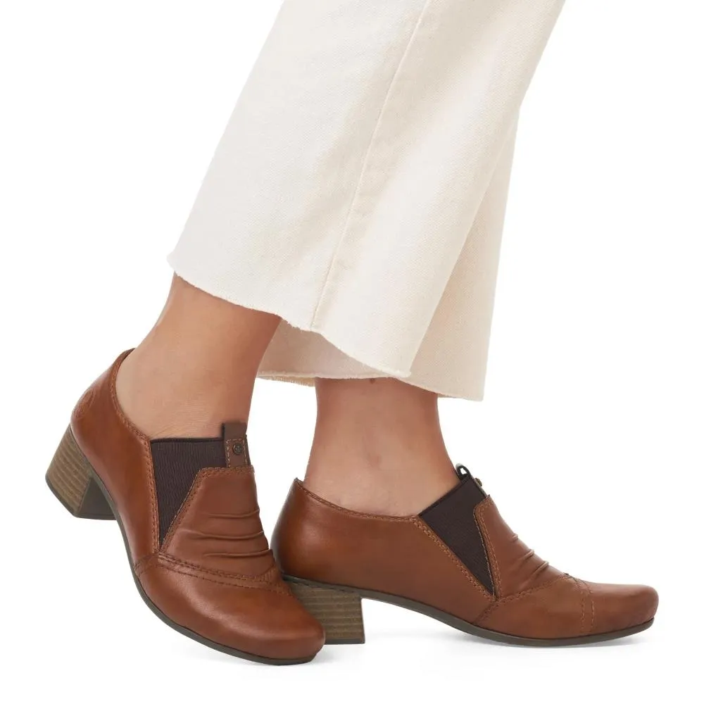 Rieker Womens 41657-25 Brown Leather Slip On Shoes