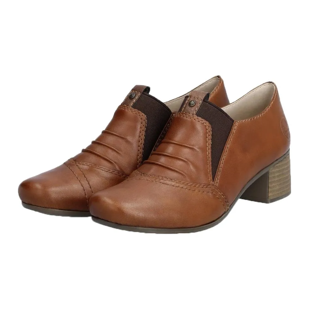 Rieker Womens 41657-25 Brown Leather Slip On Shoes