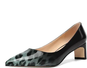 ROSERWISH Womens Slip On Patent Pointed Toe Dating Chunky Low Heel Pumps Dress Shoes 2 Inch