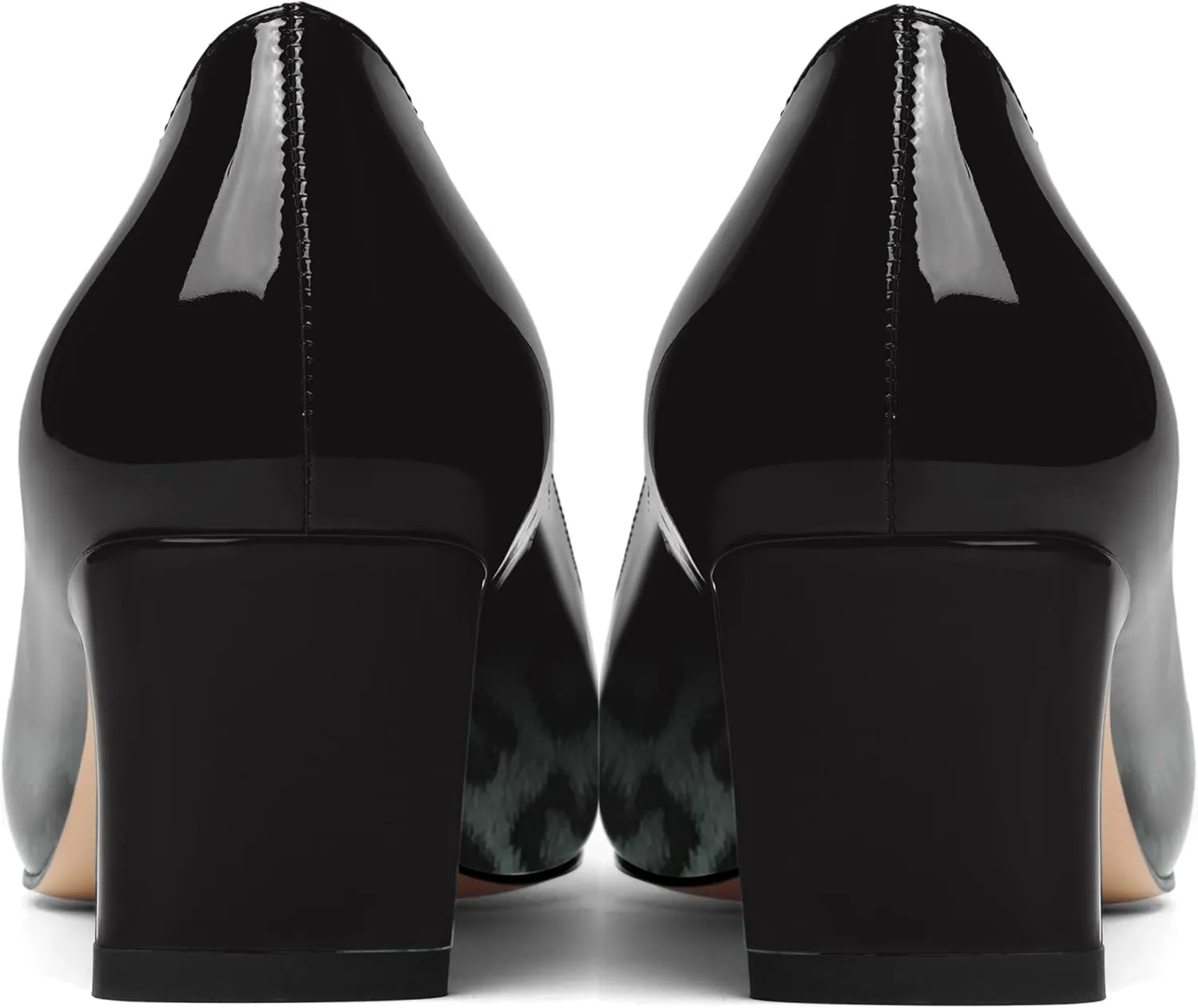 ROSERWISH Womens Slip On Patent Pointed Toe Dating Chunky Low Heel Pumps Dress Shoes 2 Inch