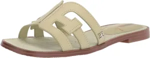 Sam Sandals Slip Edelman On Rounded Slides Pistachio Modern Leather Last chance offer Flats Toe Open Bay