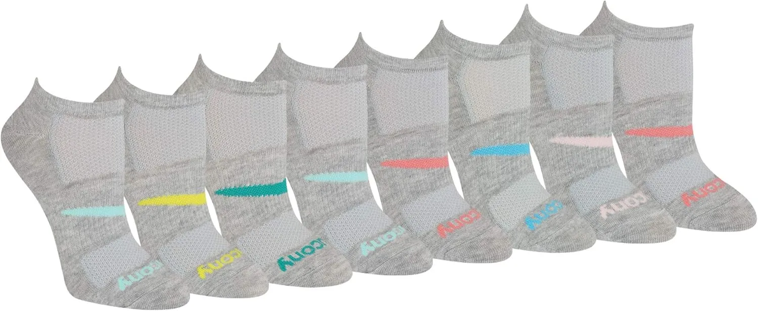 Saucony Women's RunDry Performance Super Lite No-Show Athletic Socks, (8 Pairs)