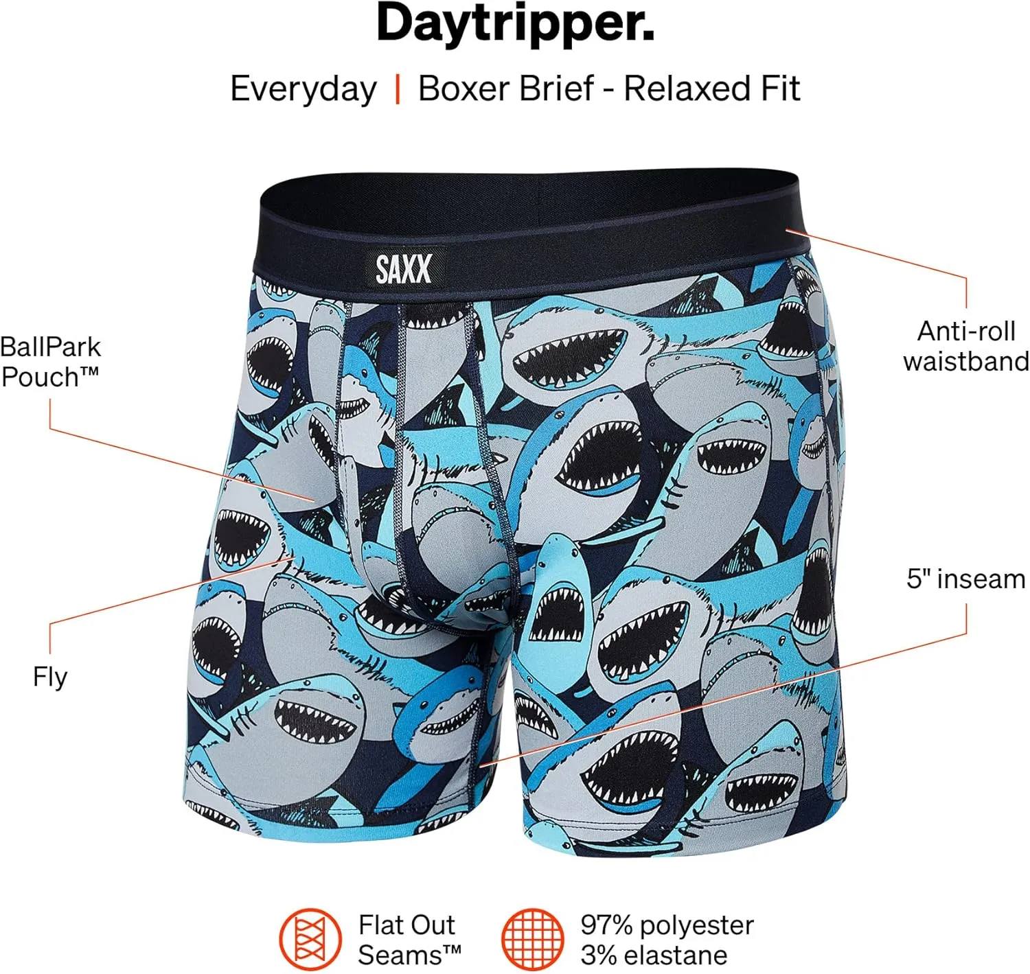 SAXX Underwear Co. Men's Underwear with Pouch Daytripper Boxer Brief Fly