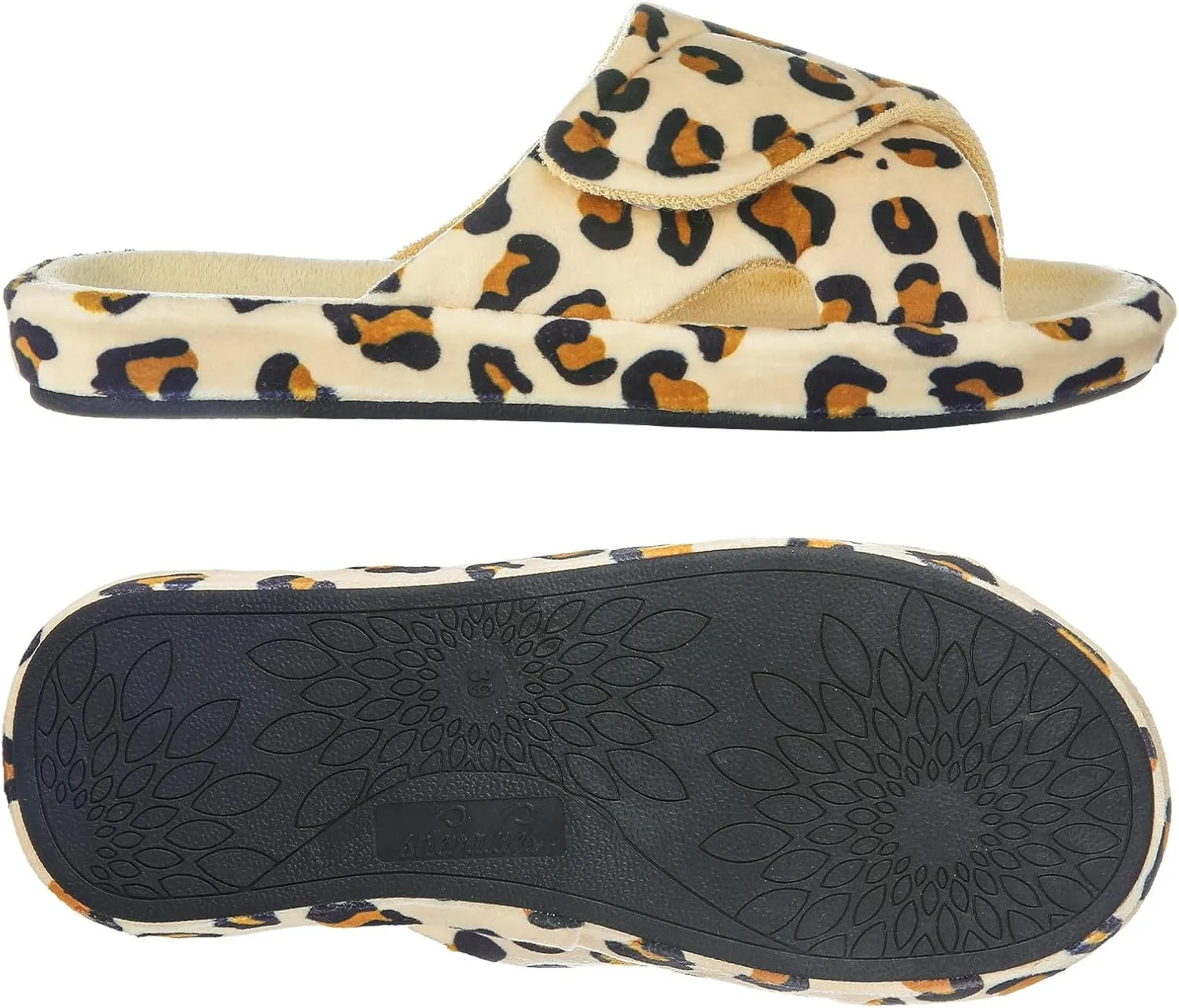 shevalues Summer Arch Support Slippers for Women Adjustable Terry Cloth Fuzzy Indoor Slippers Open Toe House Shoes