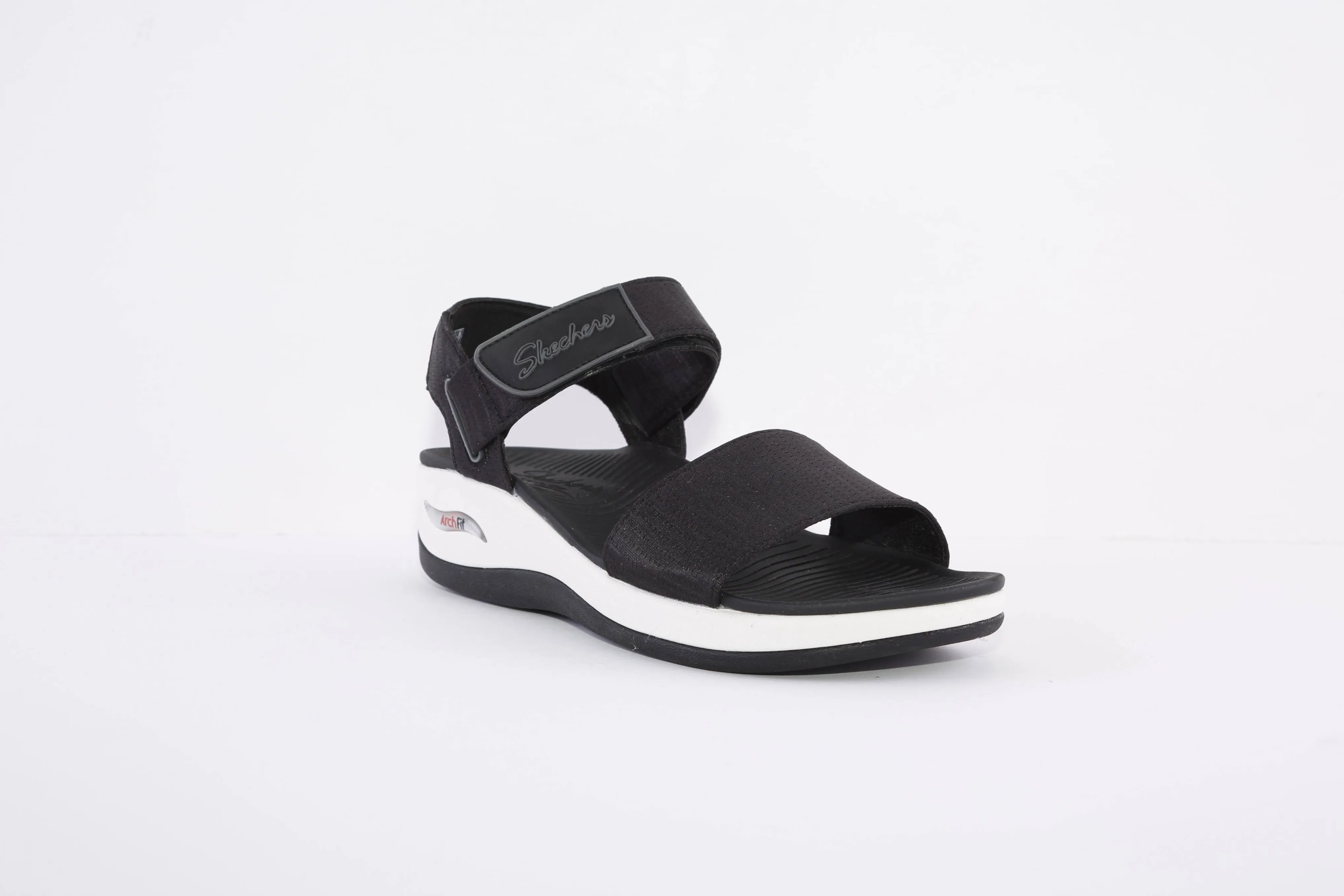 SKECHERS - 163310 ARCH FIT SUNSHINE VELCRO STRAP FLAT SANDAL - BLACK