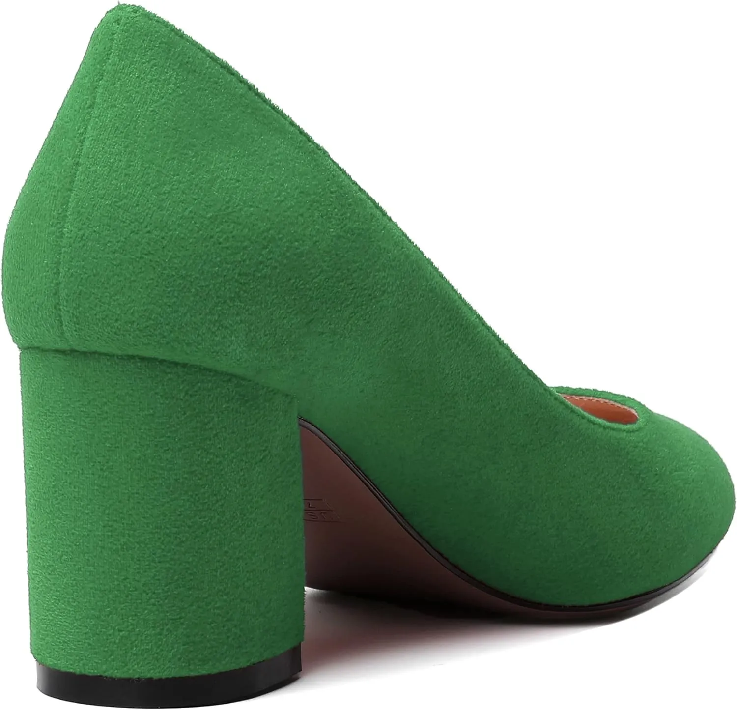 SKYSTERRY Womens Cute Round Toe Slip On Suede Wedding Block Mid Heel Pumps Shoes 2.5 Inch