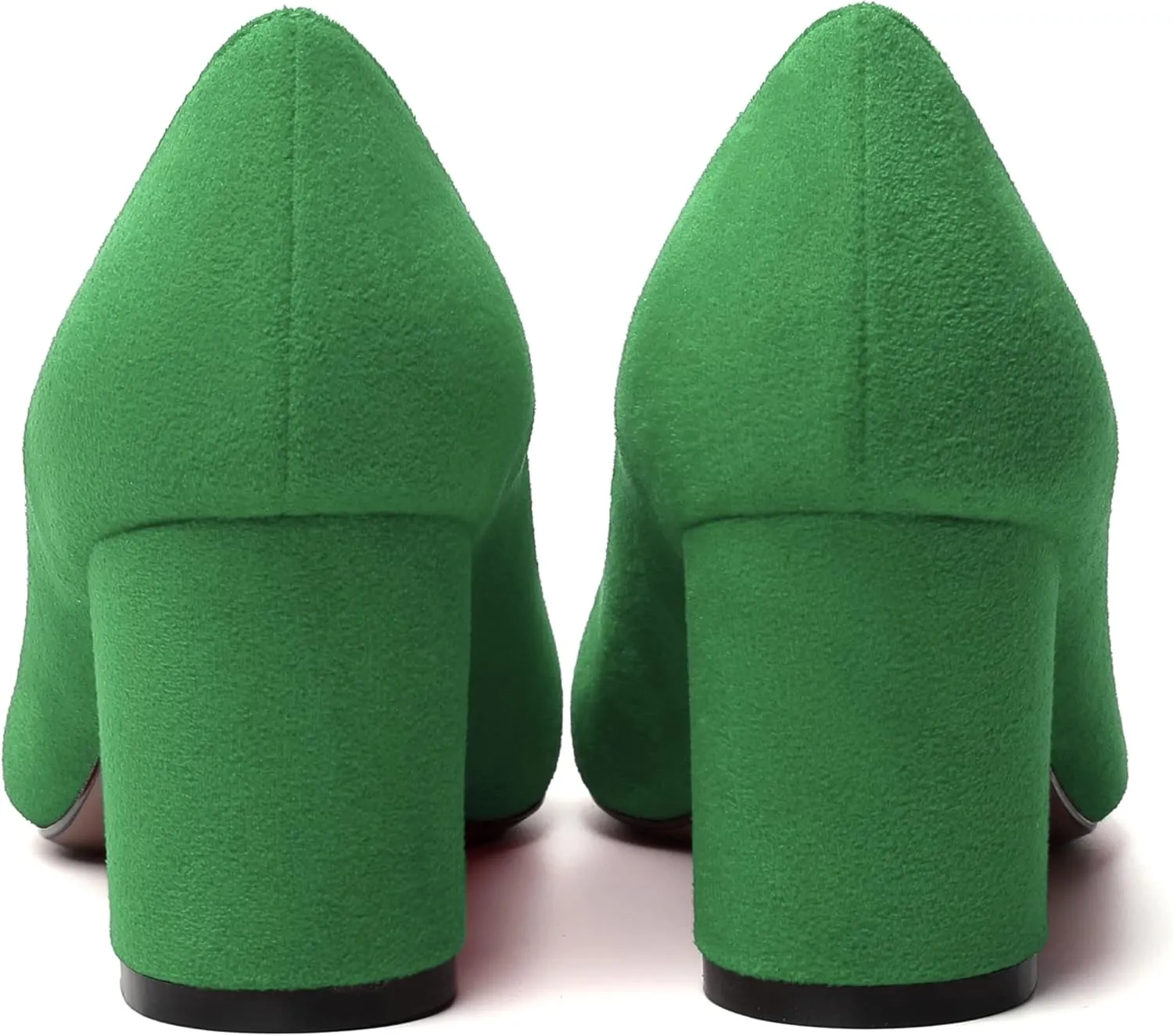 SKYSTERRY Womens Cute Round Toe Slip On Suede Wedding Block Mid Heel Pumps Shoes 2.5 Inch