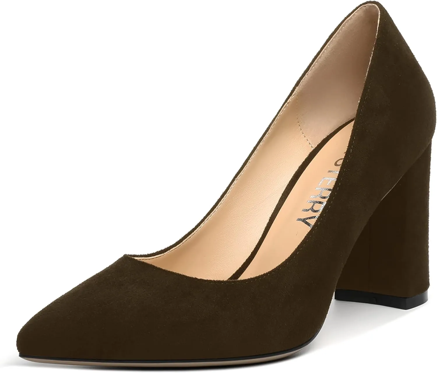 SKYSTERRY Womens Pointed Toe Solid Patent Sexy Wedding Slip On Block High Heel Pumps Shoes 3.3 Inch