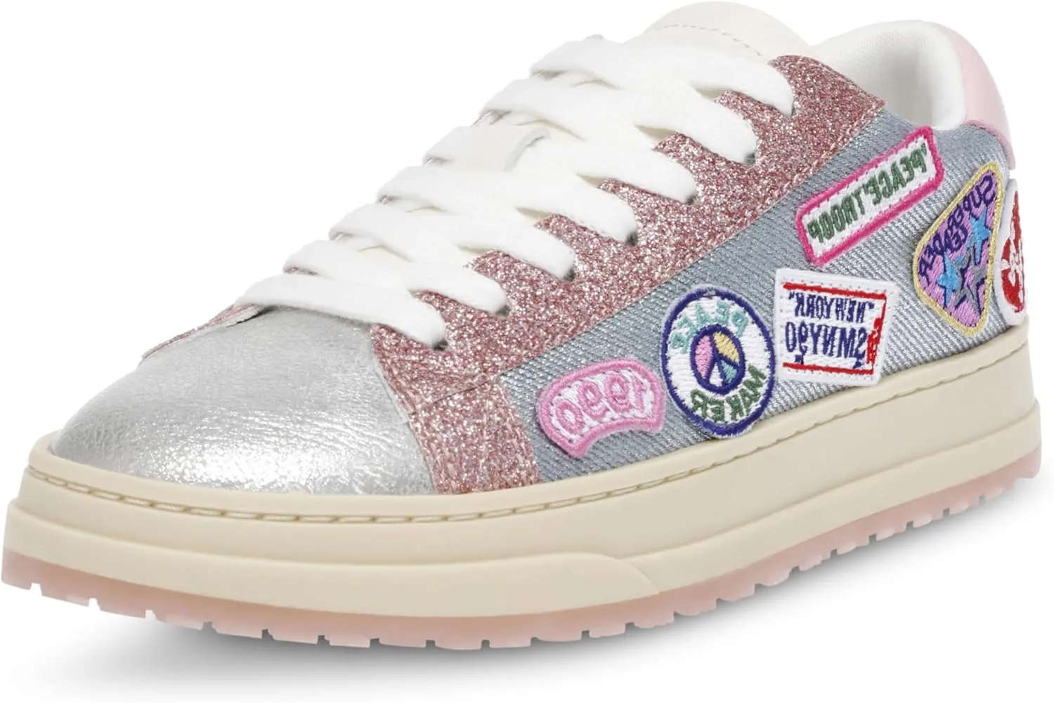 Steve Madden Girls Shoes Girls Hopee Sneaker, Denim Multi, 4 Big Kid